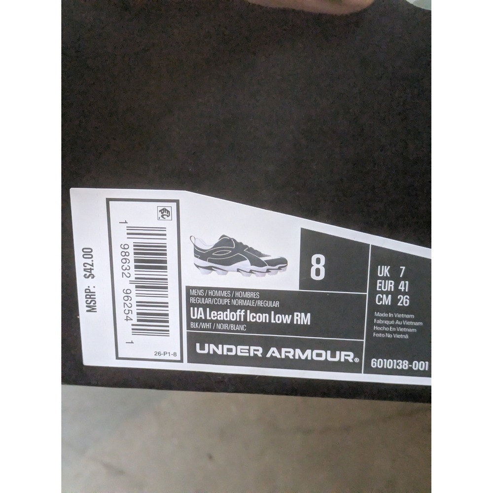 NEW Under Armour Leadoff Icon Low RM Men's 8 Black White Baseball Cleats - Picture 8 of 10